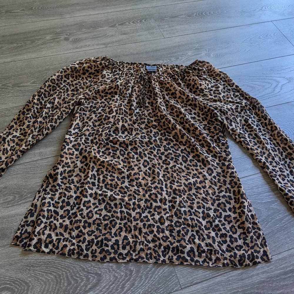 PAZO Women's Blouse Leopard Print 100% Silk
